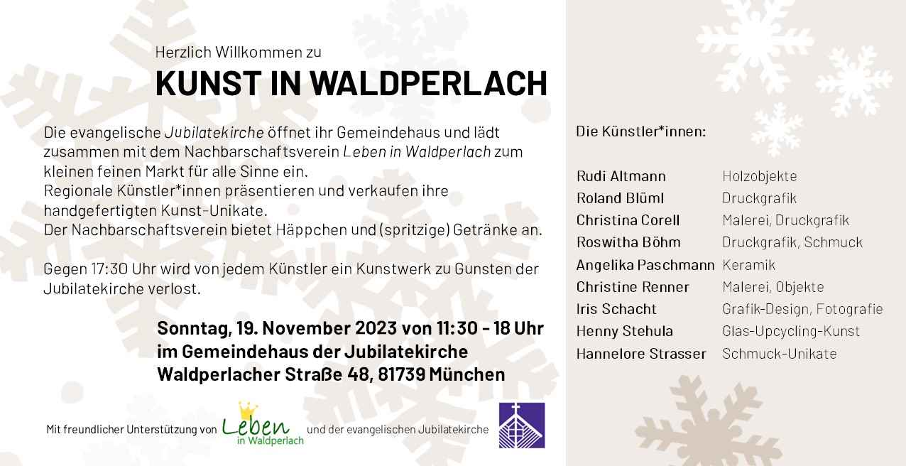 Kunst in Waldperlach 2023 Jährliche Werkschau und Ausstellung / Exhibition Atelier 1a