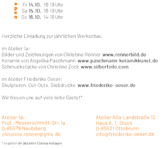 Offenes Atelier 2022 Ausstellung / Exhibition Atelier 1a