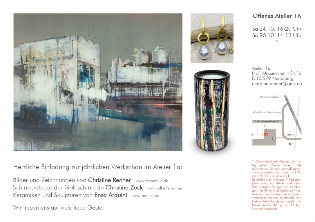 JÄHRLICHEN WERKSCHAU IM ATELIER 1A mit Christine Renner, Christine Zock, Enzo Arduini