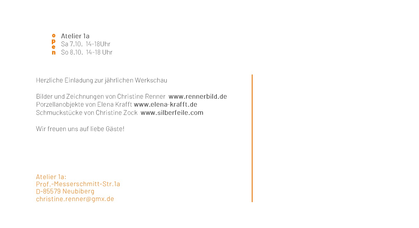 Offenes Atelier 2023 Jährliche Werkschau und Ausstellung / Exhibition Atelier 1a