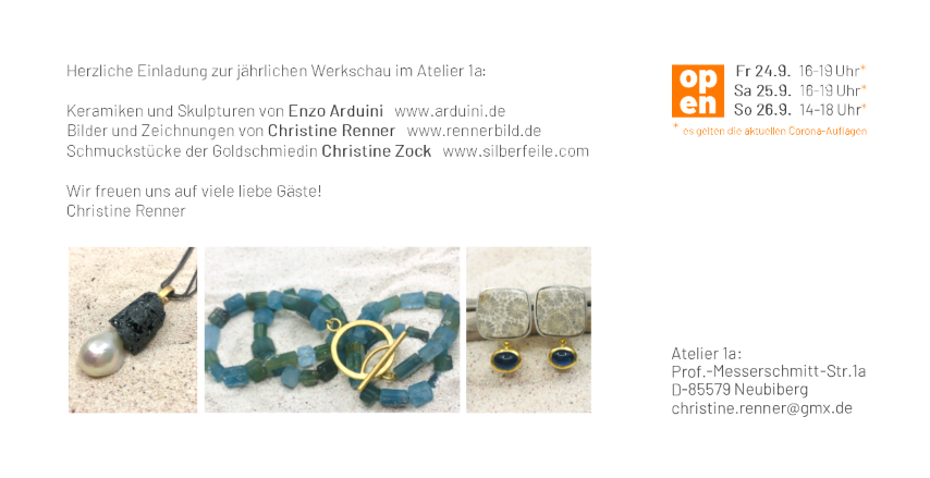 OFFENES ATELIER JÄHRLICHE WERKSCHAU IM ATELIER 1A