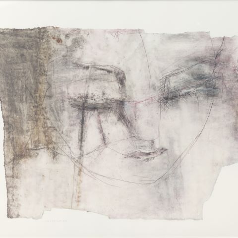 Zeichnungen und Collage, Acrylfarben auf verschiedenen Substraten, z.B. gewachstes Papier, Leinwand, kombiniert mit Sand